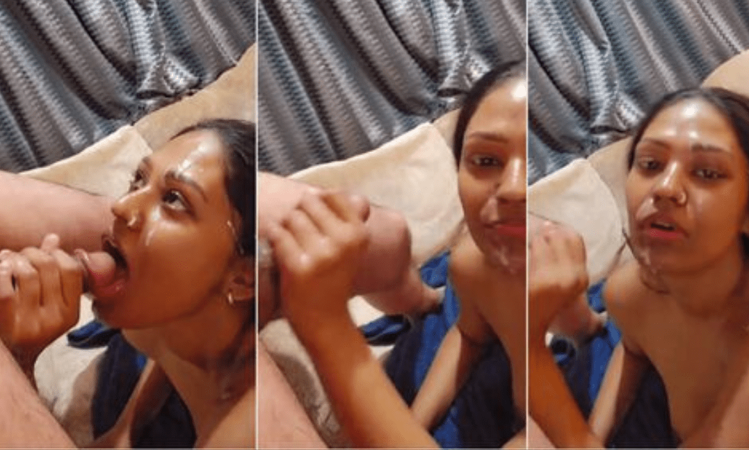 NRI Indian Hottie Enjoying Cumshot to Her Face with Naughty Expressions