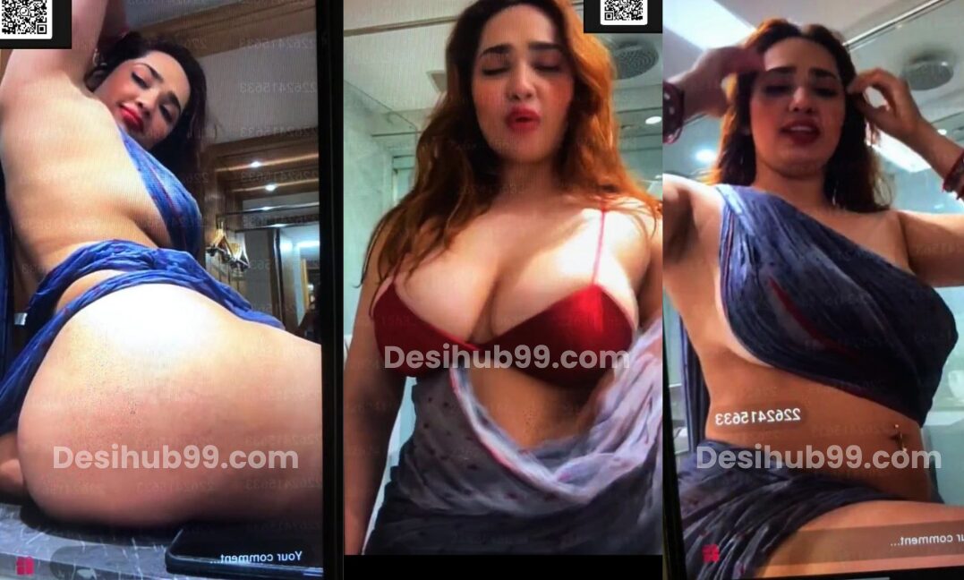 Aditi mistry nude Blue Saree Live