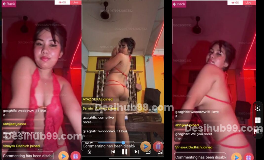 Dhunu Sonowal Topless Live Boobs Pressing Nipple Tease